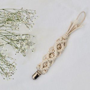 Natural Macrame Pacifier Clip - Paci Holder